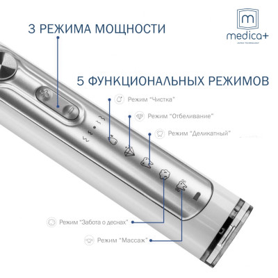Ультразвуковая зубная щетка Medica+ PROBRUSH 9.0 white + насадки (6 шт) Ультразвуковая зубная щетка Medica+ PROBRUSH 9.0 white + насадки (6 шт) фото 3