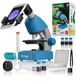 Микроскоп Bresser Junior 40x-640x Blue с набором для опытов и адаптером для смартфона