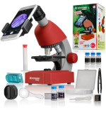 Микроскоп Bresser Junior 40x-640x Red с набором для опытов и адаптером для смартфона