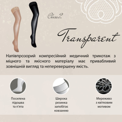 Компресійні панчохи Transparent 2 клас довгі (панчохи від варикозу, для вен) Компресійні панчохи Transparent 2 клас довгі (панчохи від варикозу, для вен) фотографія 6