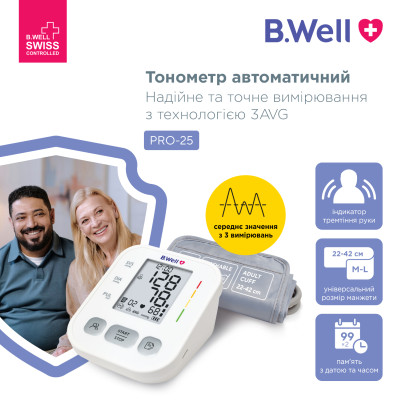 Автоматичний тонометр B.Well PRO-25 фотографія 2 